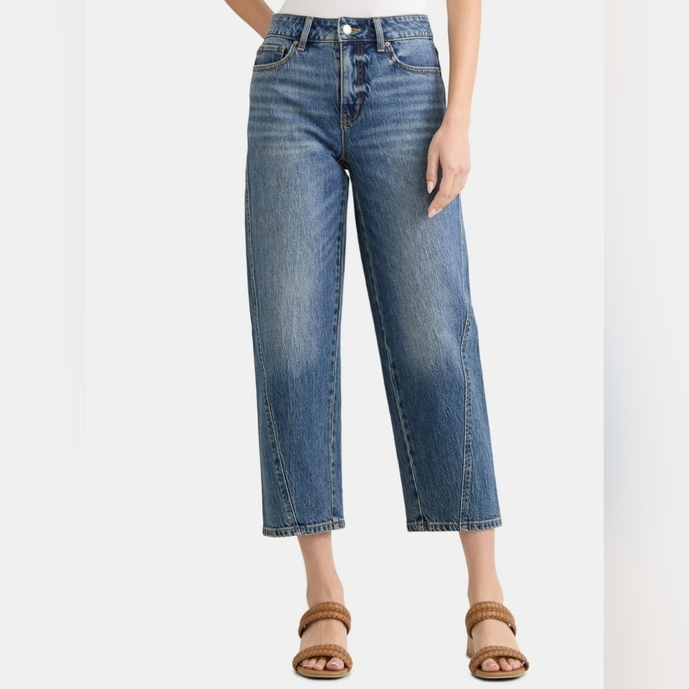 NWT Time and Tru Women's High Rise Barrel Jeans